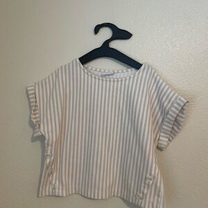 Zara Beige and White Striped Kids Top NWOT
